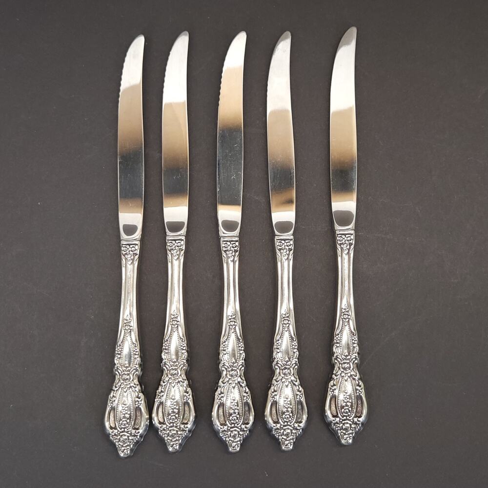 Oneida Deluxe Monte Carlo Stainless Hollow Knife Ornate Baroque Replacement 5pcs